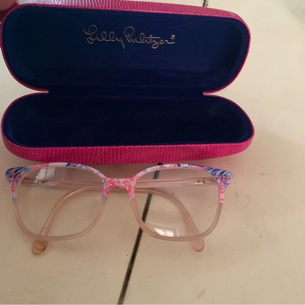 Lilly Pulitzer Alexa Eyeglass Frames Fan Sea Pants Pink Blue